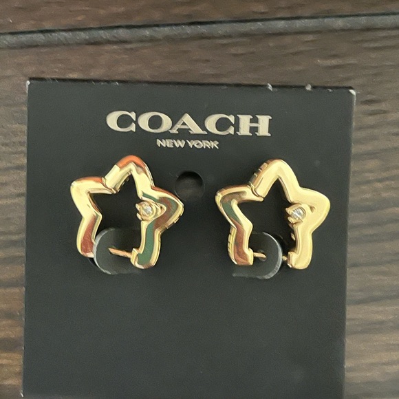 Coach Gold Star-Shaped Hoop Earrings - Picture 3 of 8